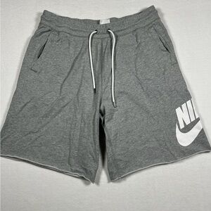 Nike Club Alumni French Terry Shorts Raw Edged Hem Heather Grey Mens Size XL